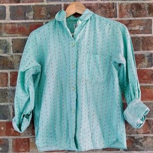 Vintage teal long sleeve shirts, sz small